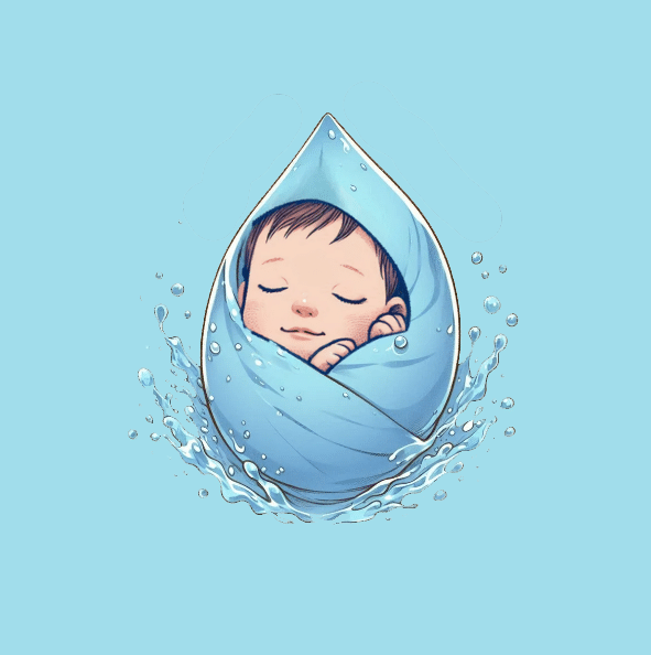 logo bleu ,forme goutte, bébé, biainnaitre biain